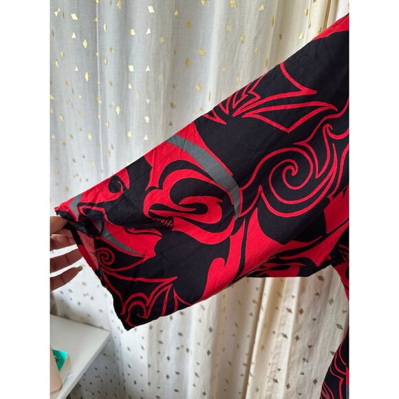 Hina Hawaii Hawaiian Lole Polynesian Tribal Wide V-Neck Tunic Blouse XL - Picture 2 of 5